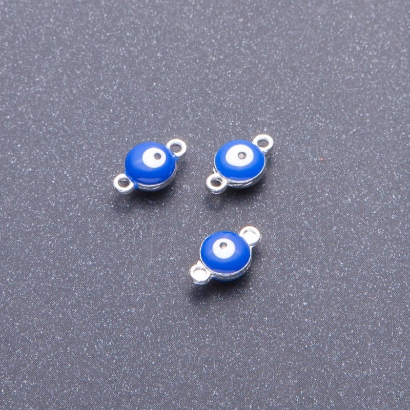 Hardware Connector "Eye" Blue Gray Metal, Diameter 7mm, Length 12mm, Pack of 12