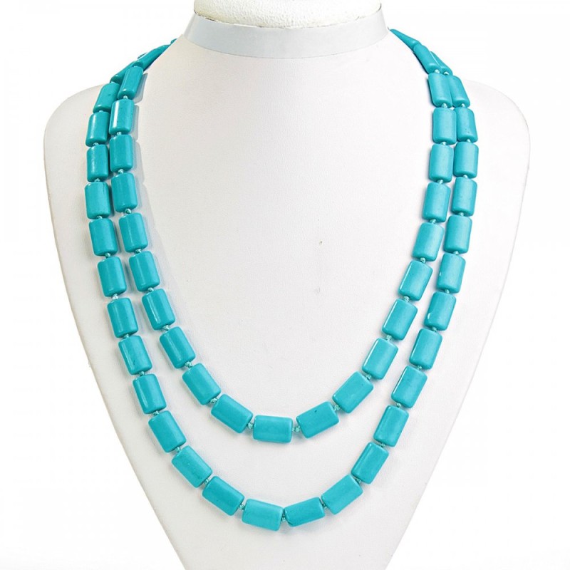 Turquoise beads (single) rectangle 12×18mm, length 114cm