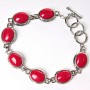 Clearance Oval Coral Stone Bracelet with Toggle Clasp