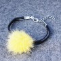 Faux Leather Bracelet, Yellow, Natural Fur