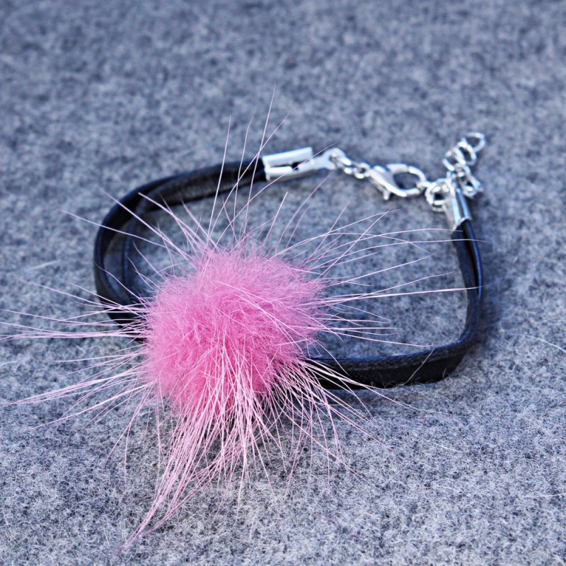 Lilac Bracelet with Natural Fur