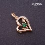 Xuping Love Pendant Green Stone Gold-Tone 27x16mm