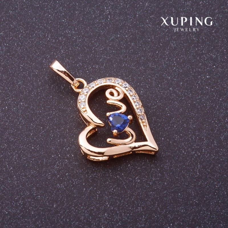 Xuping Love Pendant Blue Stone Gold-Tone 27x16mm