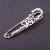 Sale! "Kiss" Stick Brooch, White Rhinestones, "Silver" Color, 5.5x1.5 cm