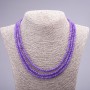 Three-Row Necklace "Amethyst" (Faux), Faceted Natural Stone Bead, 4mm Diameter, 47mm Length