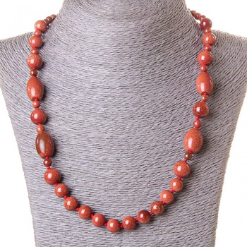 Aventurine (Synthetic) Necklace Golden Sand, Round & Oval Beads, Length 60cm