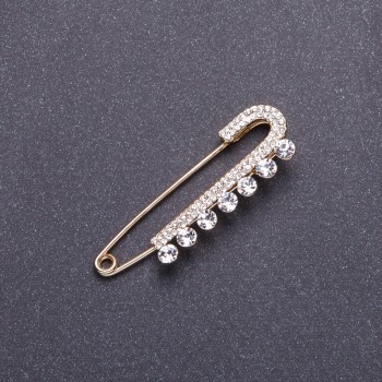 Gold-Tone Metal Stick Brooch, 5.5x1.8 cm