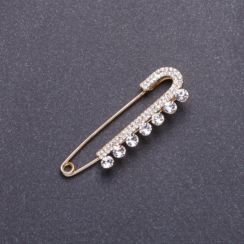 Gold-Tone Metal Stick Brooch, 5.5x1.8 cm