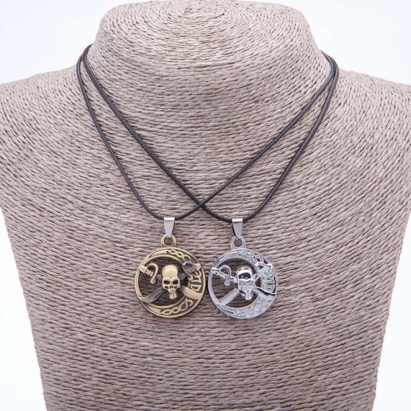 Pirates Friendship Pendant Set on Cord, Length 45cm, Metal Color “Silver and Bronze”