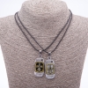 Love Friendship Pendant Set on Cord, Length 45cm, Metal Color “Silver and Bronze”