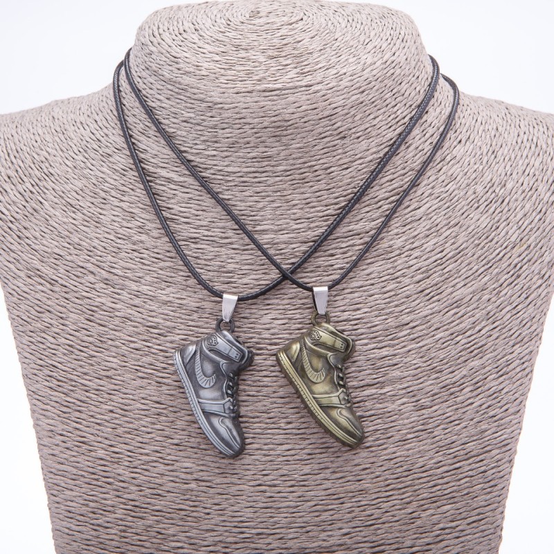Sneaker Friendship Pendant Set on Cord, Length 45cm, Metal Color “Silver and Bronze”