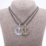 Anchor Friendship Pendant Set on Cord, Length 45cm, Metal Color “Silver and Bronze”