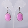 Earrings "Amethyst" (Faux), Prong Setting, Oval Stone 2.7x2.0cm, Length 4.5cm
