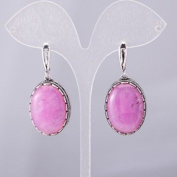 Earrings "Amethyst" (Faux), Prong Setting, Oval Stone 2.7x2.0cm, Length 4.5cm
