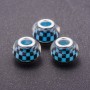 Pandora Bead Light Blue Checkered Plastic, diameter 13mm, hole diameter 5mm, pack of 11 pcs