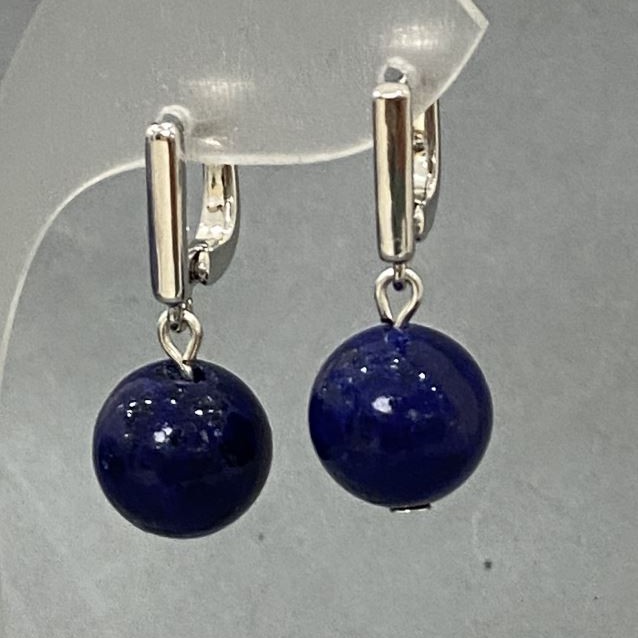 Lapis Lazuli Earrings (Synthetic), diameter 12mm