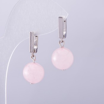 Elegant Rose Quartz Earrings, 10mm Diameter
