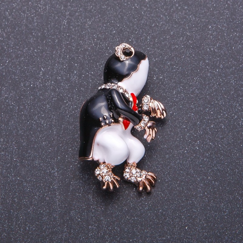 Sale! "Frog Conductor" Brooch in Tailcoat, Gold-Tone Metal, 3.5x2 cm