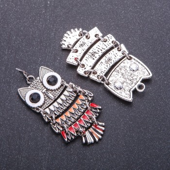 Owl Pendant, Colored Enamel, 5cm Length
