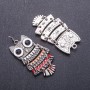 Owl Pendant, Colored Enamel, 5cm Length