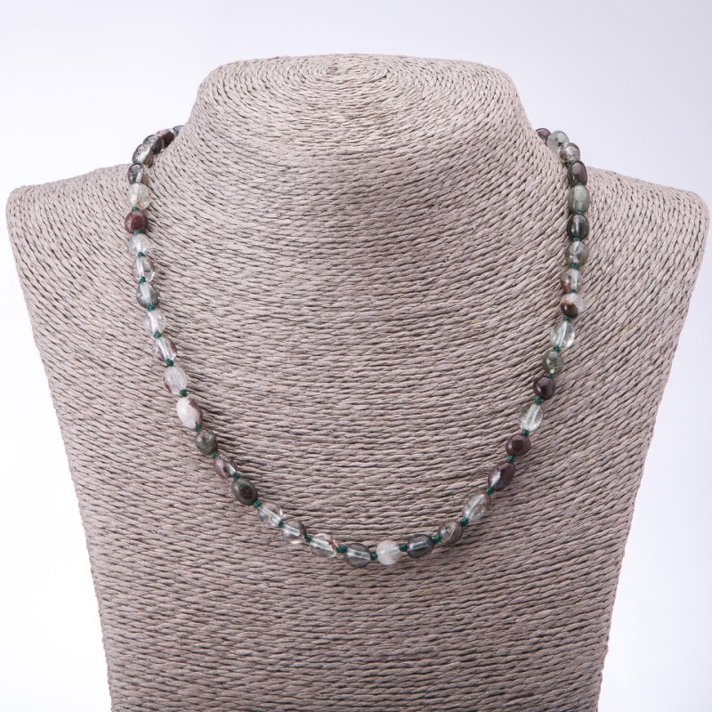 Moss Agate Tumbled Beaded Necklace, 6mm Diameter, 48cm Length