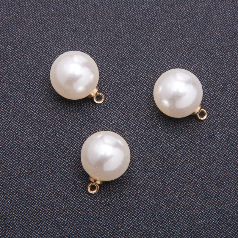 Findings pendant "Pearl" (plastic), diameter 12mm, pack of 10 pcs