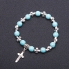Faux Turquoise Bracelet with Cross Pendant, d8mm