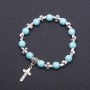 Faux Turquoise Bracelet with Cross Pendant, d8mm