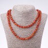 Long necklace with Carnelian smooth round beads 8 mm diameter, 120 cm length