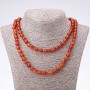 Long necklace with Carnelian smooth round beads 8 mm diameter, 120 cm length
