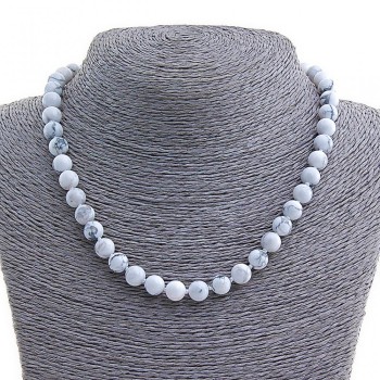 Cacholong Necklace, Natural Stone, 8mm Bead, 45cm+ Length