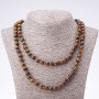 Long Tiger’s Eye Necklace with Smooth 8 mm Beads, 120 cm