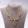 Evening Necklace with Gray Crystals "Precious Leaves", 42-50cm length