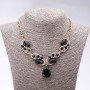 Evening Necklace with Black Crystals "Precious Drops", 42-49cm length