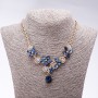 Evening Necklace with Blue Crystals "Precious Flowers", 42-49cm length