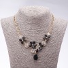 Evening Necklace with Black Crystals "Precious Flowers", 42-49cm length