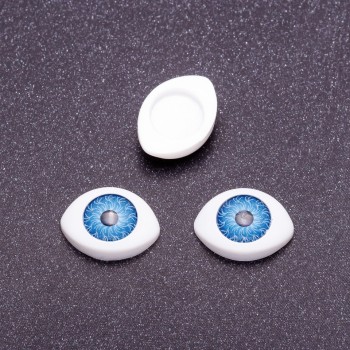 "Craft Eyes" Hardware Pair, Blue Pupil Color, 8mm Diameter, 11x14mm, Pack of 50 Pairs