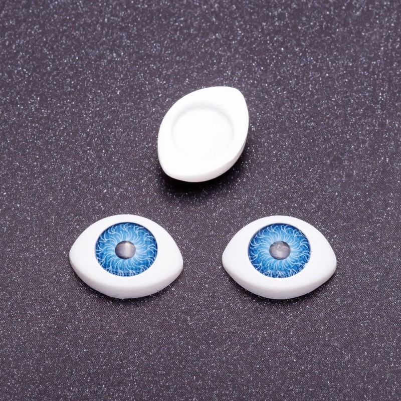 "Craft Eyes" Hardware Pair, Blue Pupil Color, 8mm Diameter, 11x14mm, Pack of 50 Pairs