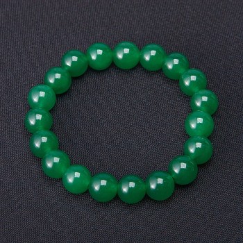 Chrysoprase Smooth Bead Bracelet, 10mm Diameter, on Elastic