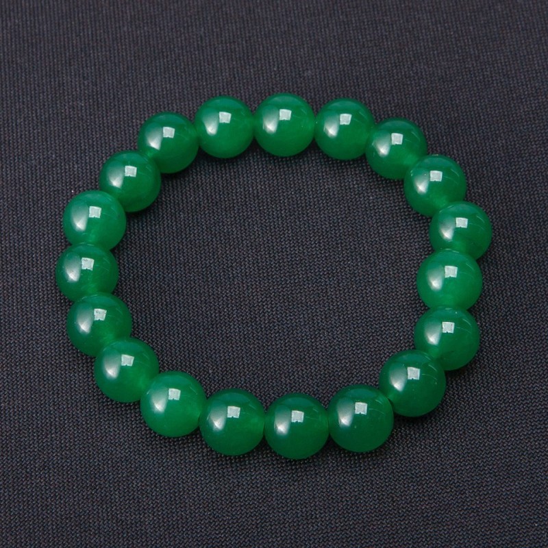 Chrysoprase Smooth Bead Bracelet, 10mm Diameter, on Elastic