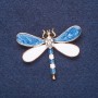 "Dragonfly" Brooch, White and Light-Blue Enamel, Gold-Tone Metal, 4.5x3.5 cm