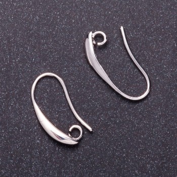 Earring Hooks Pair, Gray Metal, 19mm Length