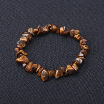 Tiger's Eye Chip Bracelet 4-9x2-5mm+-, Length 18cm Stretch