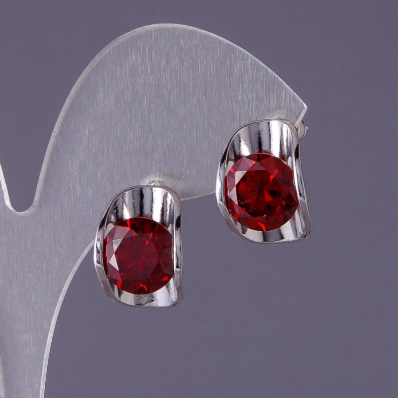 Earrings with Red Crystals Ovals 12x16mm