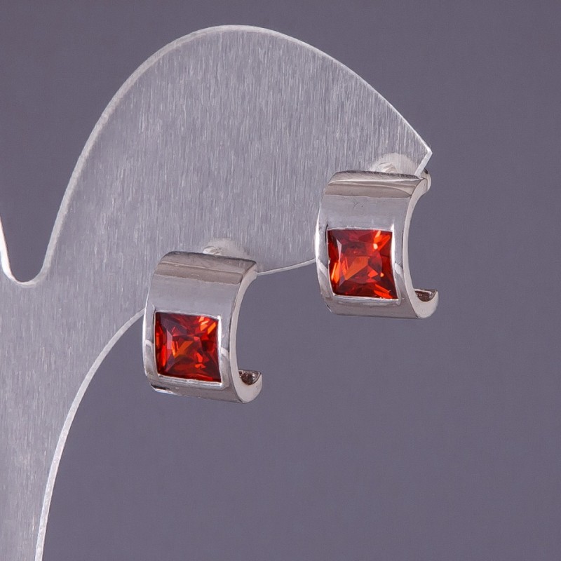Earrings with Red Crystals 13x9mm