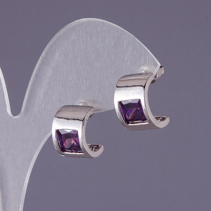 Purple Crystal Earrings, 13x9mm