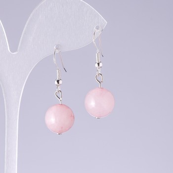Rose Quartz Earrings, Bead 12mm Diameter