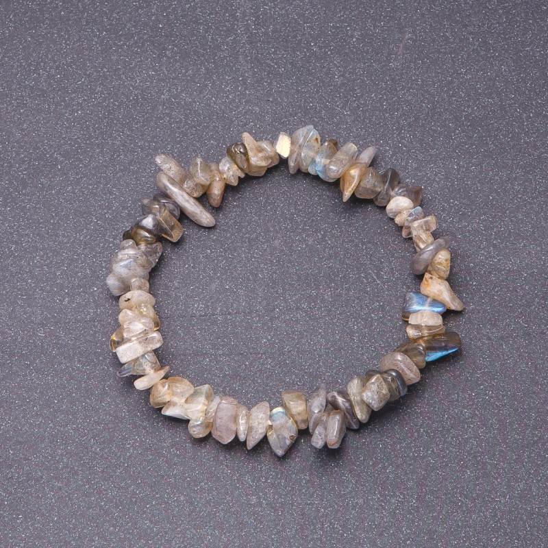 Natural Labradorite Chip Bracelet, diameter 7mm on Elastic Band