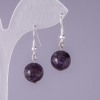 Natural Amethyst Stone Earrings, Smooth Bead, 12mm Diameter, 3cm Length
