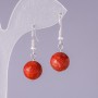 Earrings, Natural Sponge Coral, Smooth Ball, diameter 12mm, length 3cm